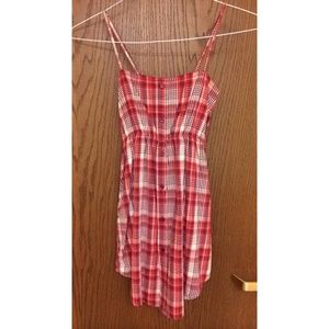 Fossil Red Plaid Button Down Summer Dress