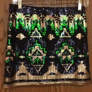 Marineblu Sequin Aztec Tribal Skirt