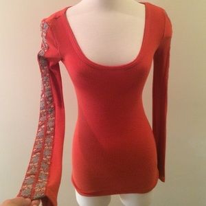 Free people Rust orange thermal shirt