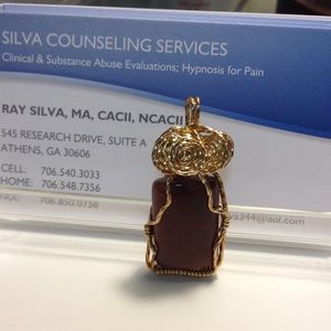 Red Jasper wire wrapped pendant