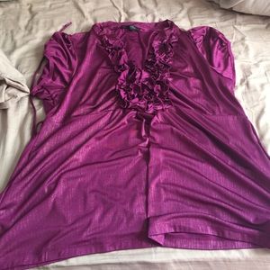 Purple dressy top with gold metallic lines