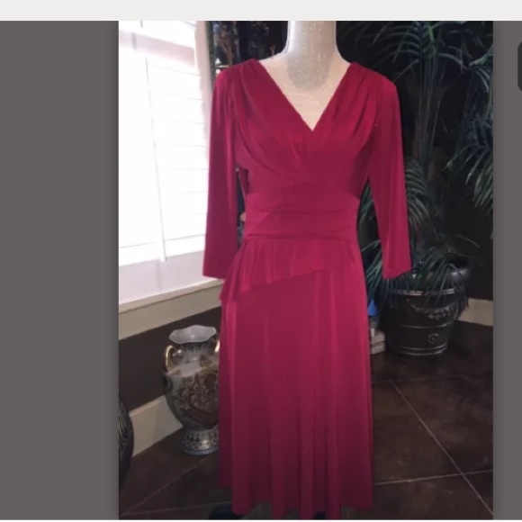 Ladies David Meister red empire sheath dress 8