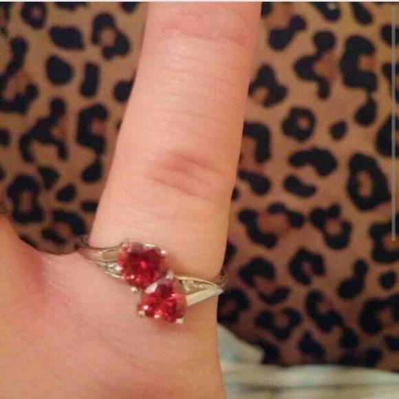 925 sterling silver two hearts in one ring