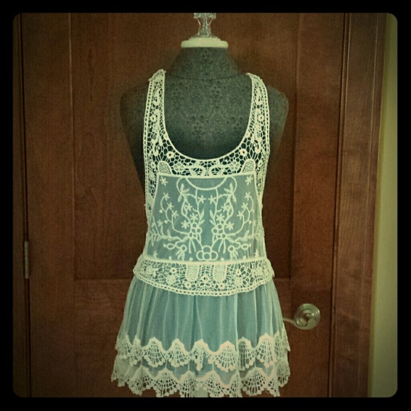 Crocheted & lace tank