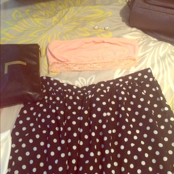 Adorable bralette and polka dot skirt