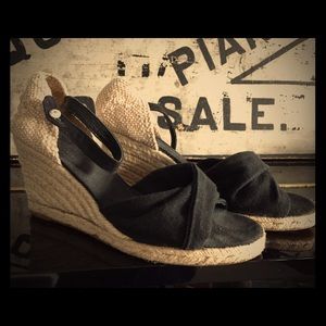 Castaner washed canvas and woven wedge espadrilles