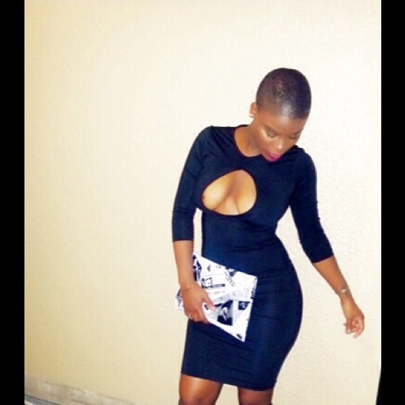 Black open front  bodycon dress