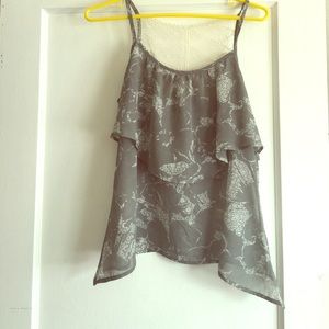 Flowy Olive Tank with Lace Detail in the Back