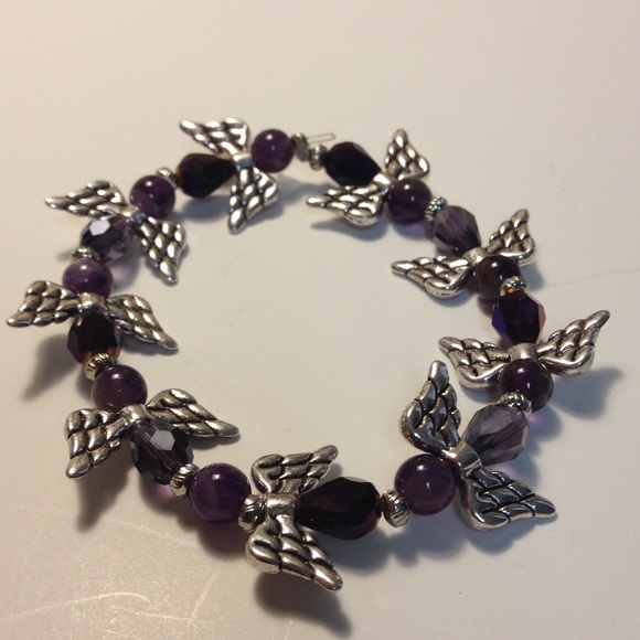 Amethyst angel wing bracelet
