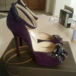 Platform peep toe heels