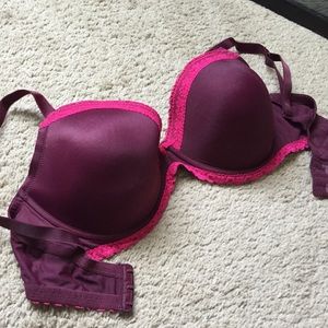 Gillian & O'Malley bra, burgundy and pink