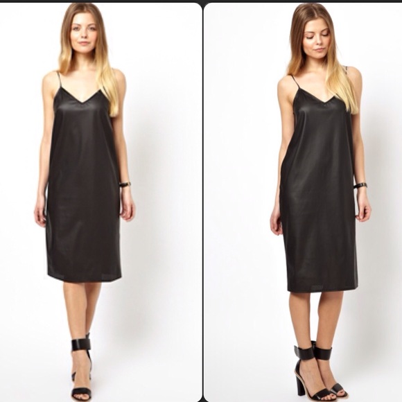 Clearance🔥Asos Black Leather Look Cami Dress 0008