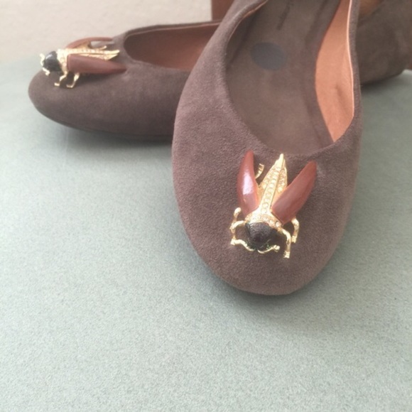 Anthropologie brown beetle flats