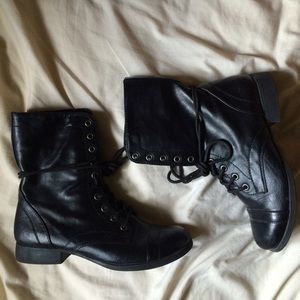Black combat boots