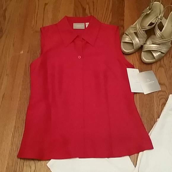 Liz Claiborne Red Silk Top NWT - Picture 1 of 1