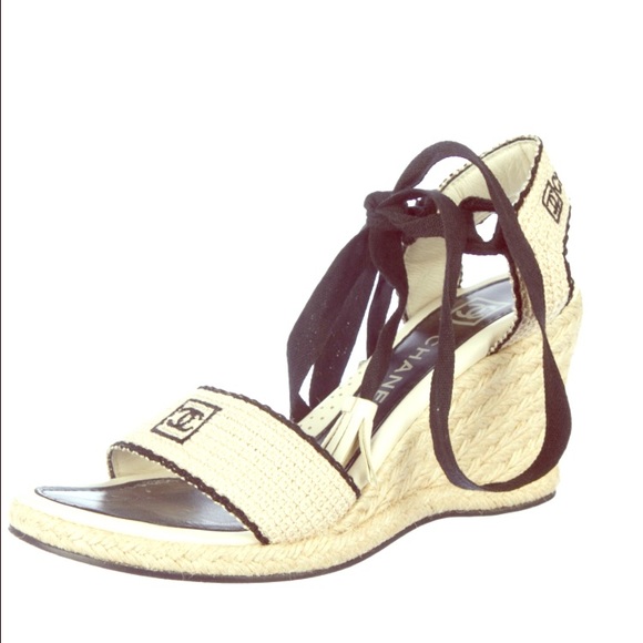 CHANEL Shoes - CHANEL wedge logo espadrilles