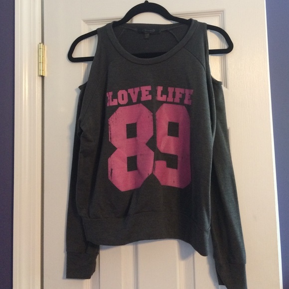 Mandee Love Life #89 Cut Out Shoulder Sweater