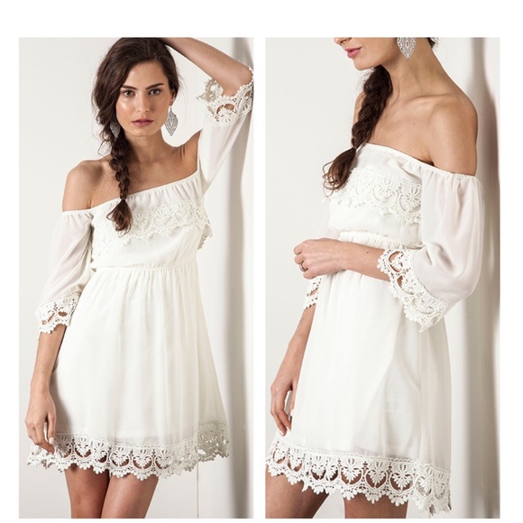 🔴SOLD🔴 Cream Crochet Dress - Picture 2 of 3