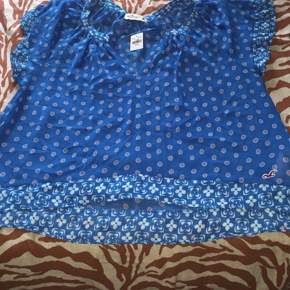 Blue Hollister Peasant Top