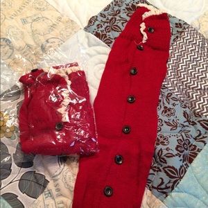 Boot cuffs leg warmers red