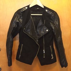 H&M black faux leather jacket