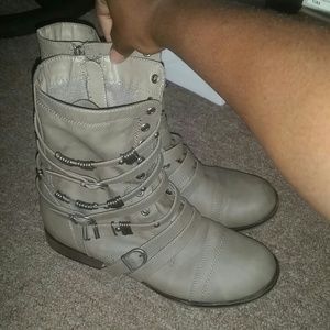 Taupe multibuckled boot