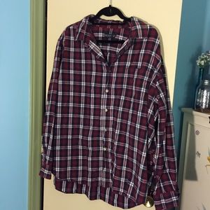 Red and navy plaid shirt