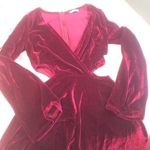 Burgundy Velvet Tobi Cutout Dress