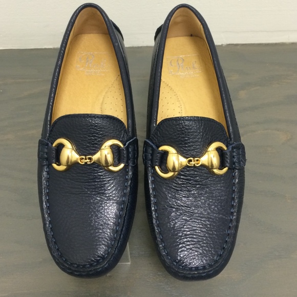 Pink Pineapple Shoes - Navy Leather Driving Loafers