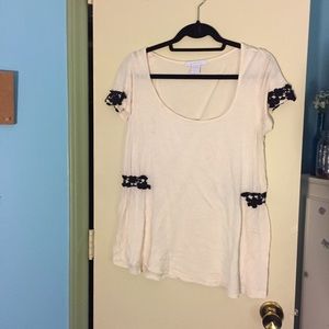 Cream shirt with black lace