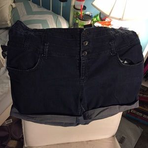 High waisted denim shorts