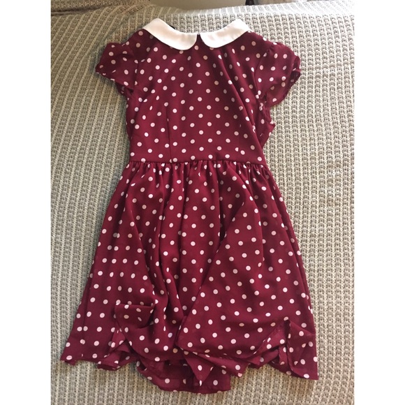 Burgundy Red Polkadot Dress