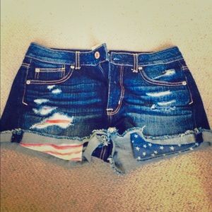 Ripped American Eagle Flag Shorts