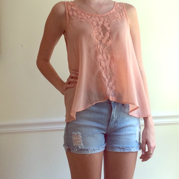 Sheer peach tank