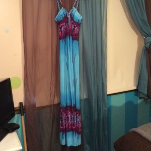 Long Blue with Purple Accent Dress