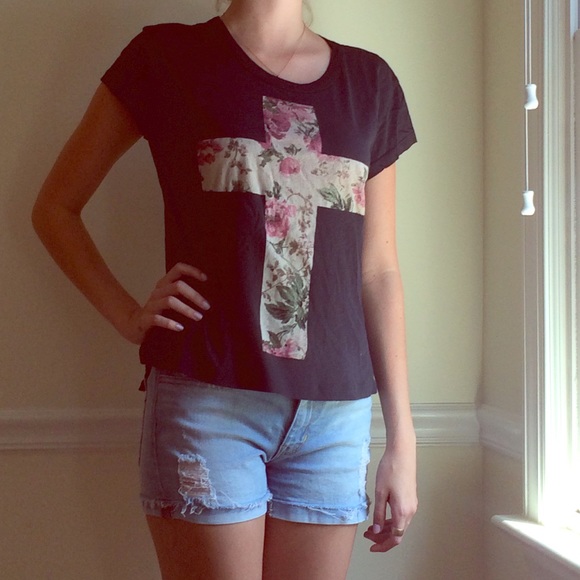 Floral Cross t shirt