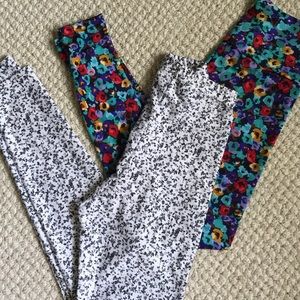 Two pairs of American Apparel floral leggings