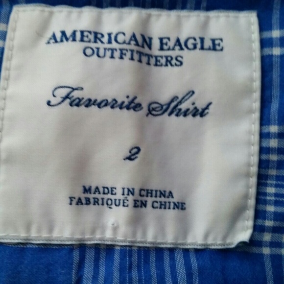 Plaid 3/4 sleeve button down AE size 2 - Picture 3 of 3