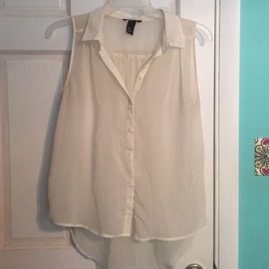 Sleeveless white blouse