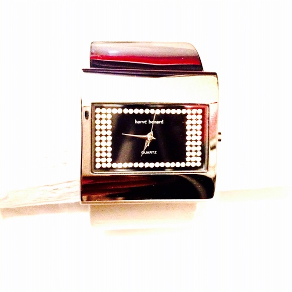 Harvé Benard Silver Jeweled Bracelet Watch