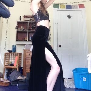 Full length velvet skirt