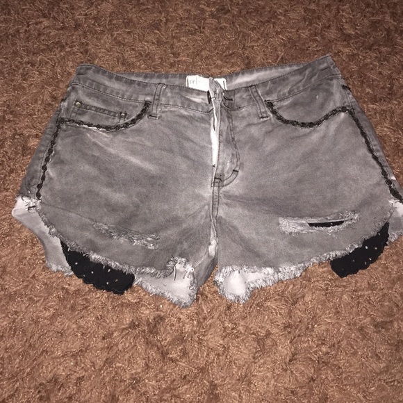 Free people black denim shorts
