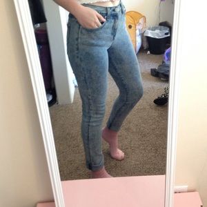 High rise acid wash denim