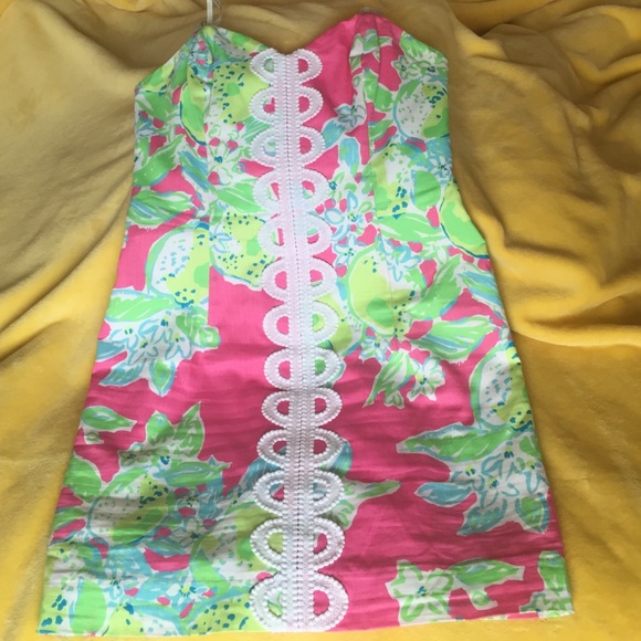 Lilly Pulitzer Hot Pink Lemonade Strapless Dress