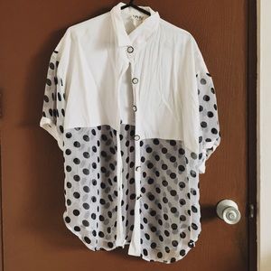 Polka dot sheer vintage white top