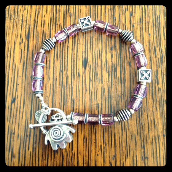 Sterling Silver and Pink Crystal Clasp Bracelet