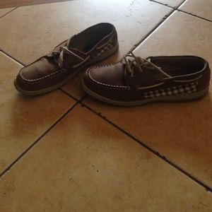 Brown boats shoes