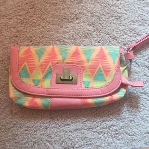 Aztec printed wristlet