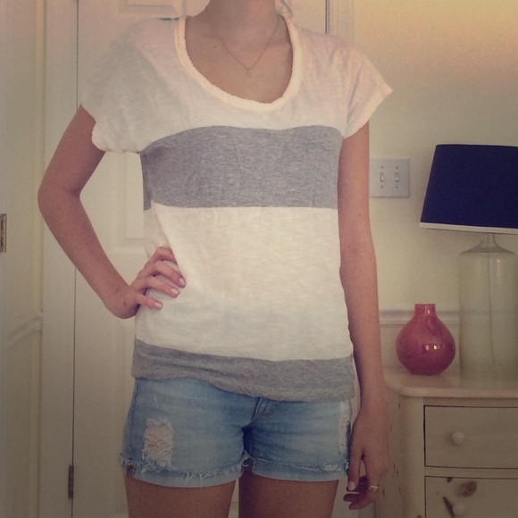 Grey and white striped t shirt