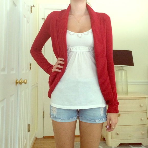 Red cardigan